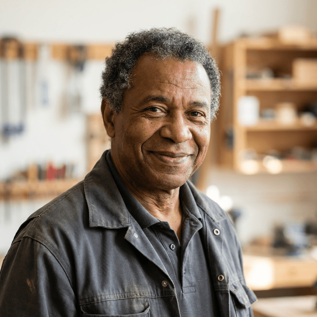 Rolandrus Amaker, general contractor, smiling on a job site