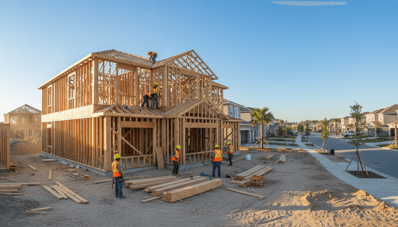 New residential framing under construction in Columbia