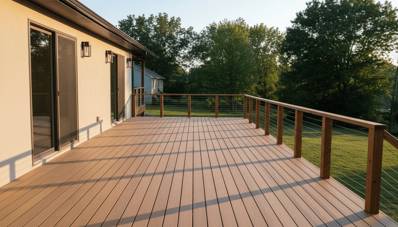 Backyard deck build in progress with fresh lumber