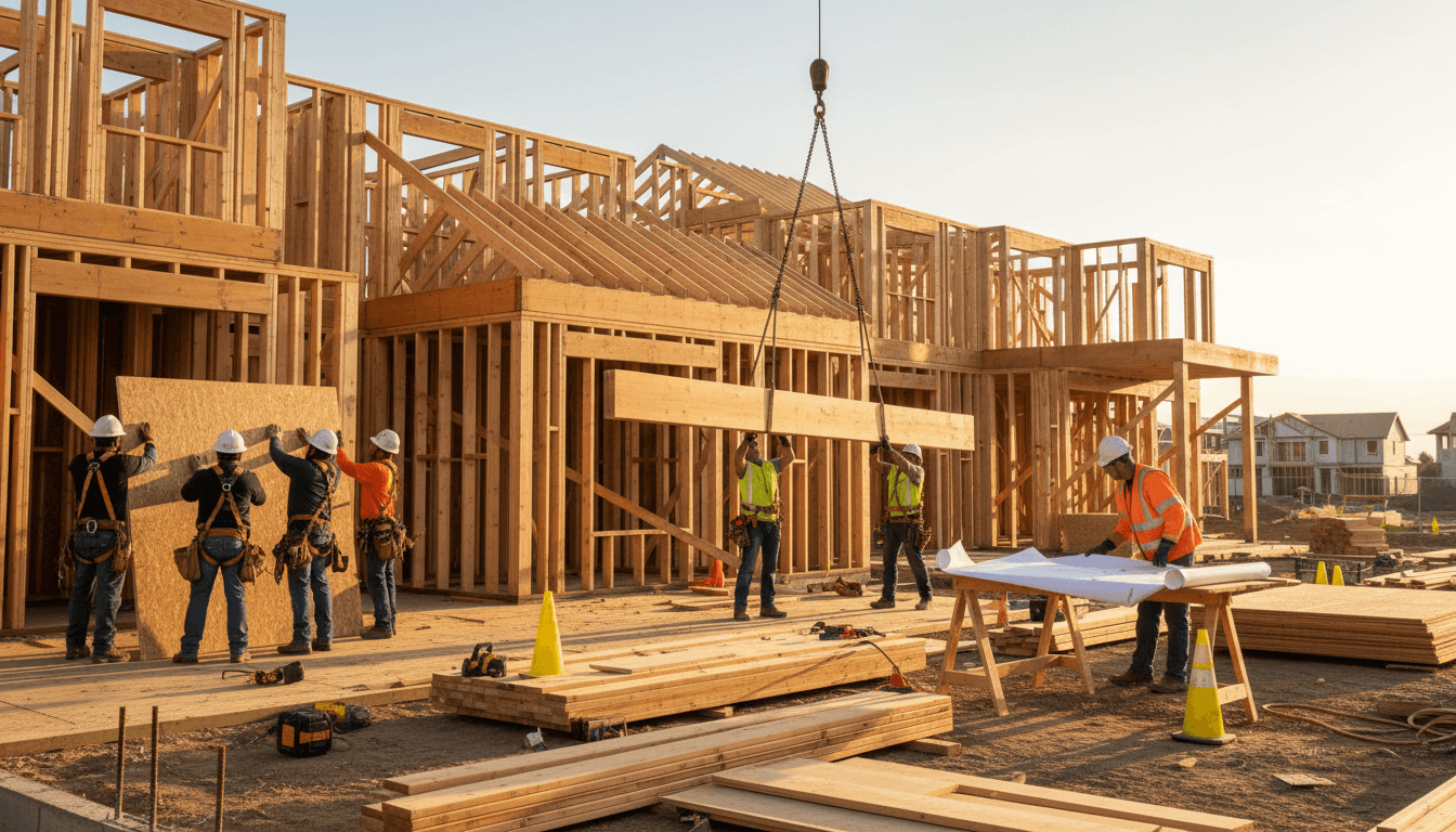 Framing work on a new residential build in Columbia