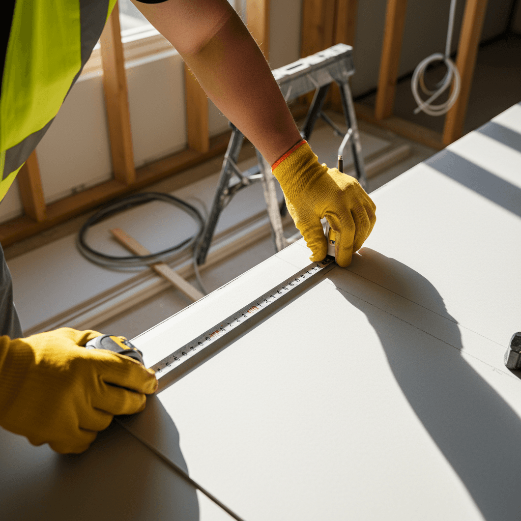 Contractor reviewing finished work in a newly completed room in Columbia
